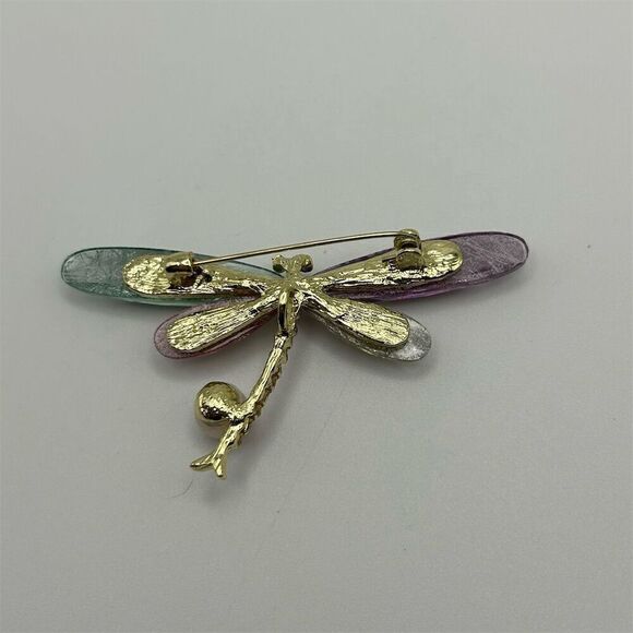 Dragonfly Brooch Multicolor Rhinestones Faux Freshwater Pearl Gift Nature Pretty - Picture 5 of 8